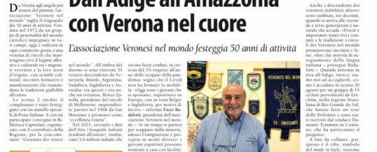 Articolo del giornale Verona Fedele sugli ultimi eventi della associazione Veronesi nel Mondo